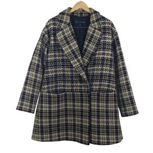 R French Connection Belinda Multicolor Wool Blend Plaid Tweed Utility Coat 8